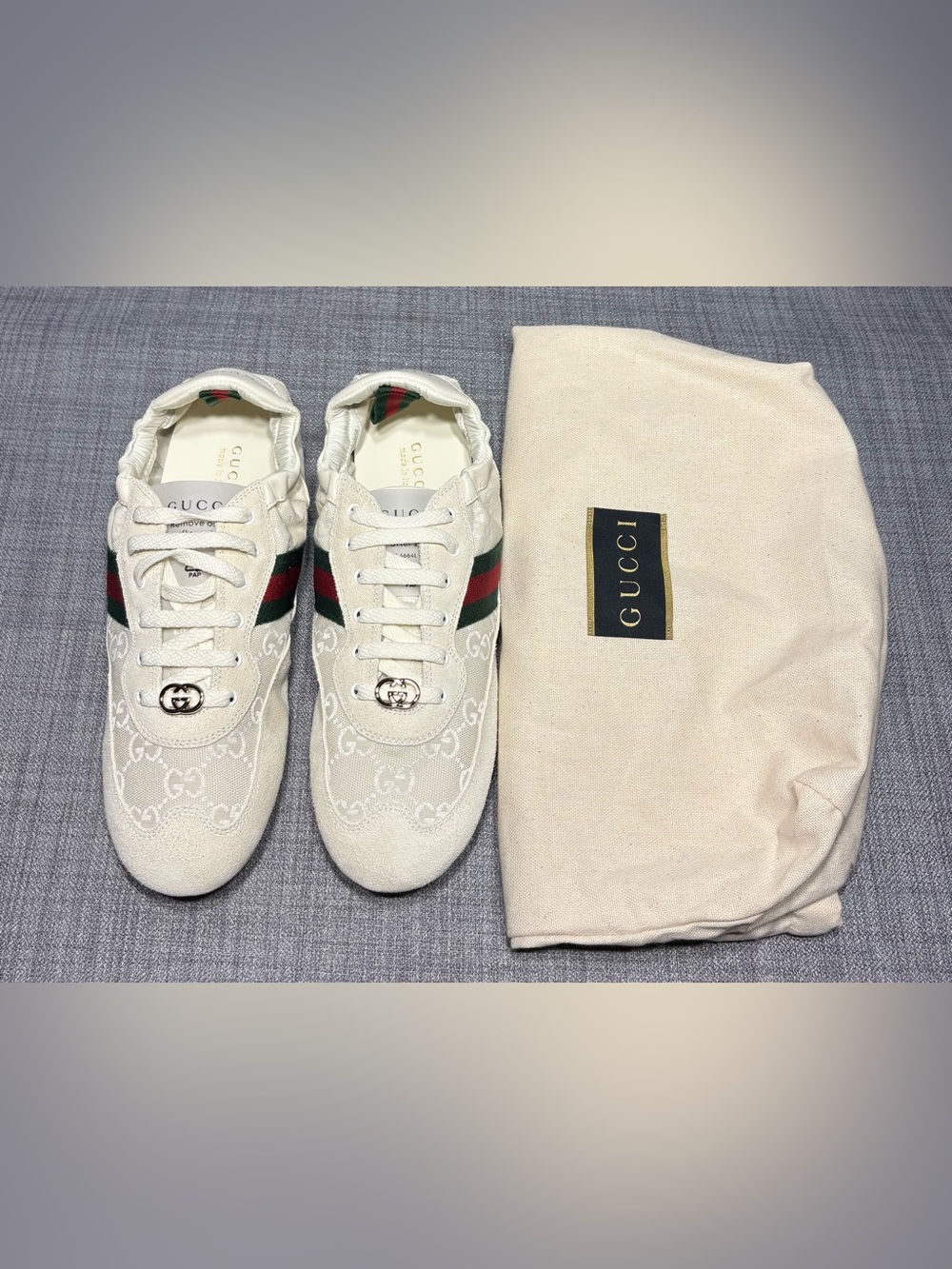 Gucci Women’s Shift Sneakers Off White Suede Size EU 40 - Picture 9 of 11